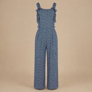 Angels by the Sea Hawaii NWT Navy Geometric‎ Print Ruffle Jumpsuit Resort Wear M